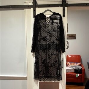 Zara Black and White Sheer Polka Dot Blouse